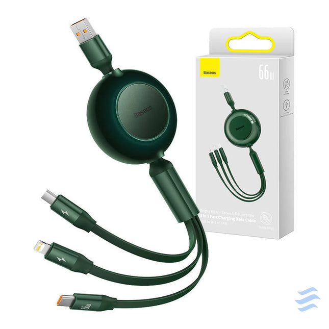 Baseus Bright Mirror 3 USB 3 in 1 cable for micro USB / USB C / Lightning 66W / 2A 1.1m (Green) Combo Cables