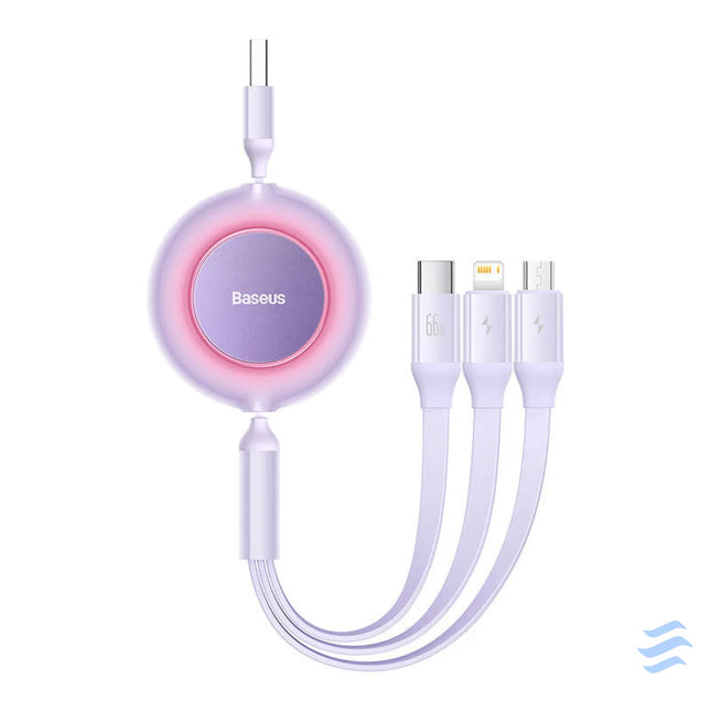 Baseus Bright Mirror 3 USB 3 in 1 cable for micro USB / USB C / Lightning 66W / 2A 1.1m (Purple) Combo Cables