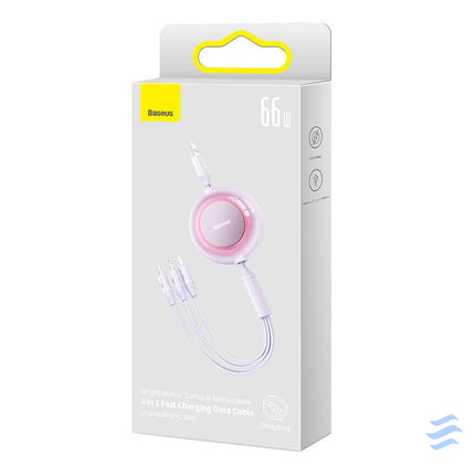 Baseus Bright Mirror 3 USB 3 in 1 cable for micro USB / USB C / Lightning 66W / 2A 1.1m (Purple) Combo Cables
