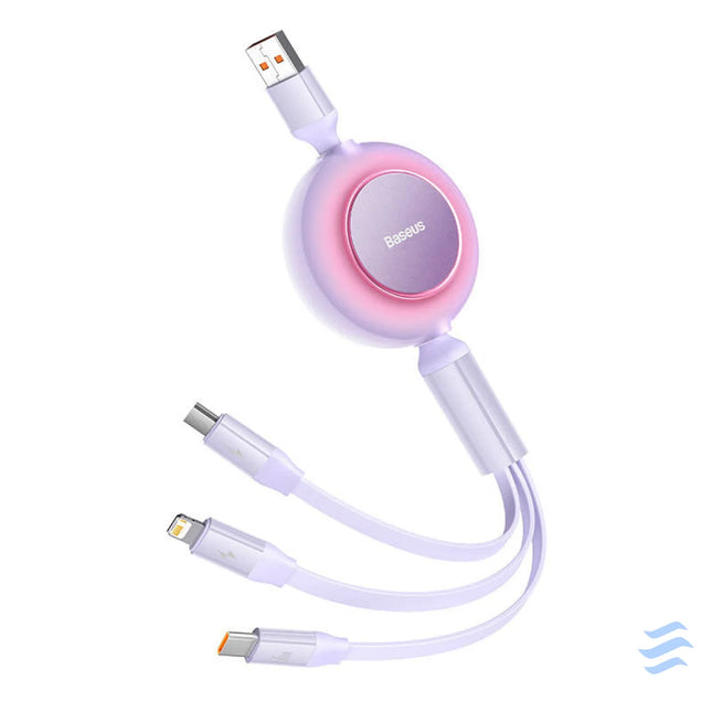 Baseus Bright Mirror 3 USB 3 in 1 cable for micro USB / USB C / Lightning 66W / 2A 1.1m (Purple) Combo Cables