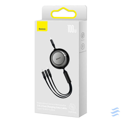 Baseus Bright Mirror 4 USB C 3 in 1 cable for micro USB / USB C / Lightning 100W / 3.5A 1.1m (Black) Combo Cables