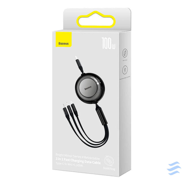 Baseus Bright Mirror 4 USB C 3 in 1 cable for micro USB / USB C / Lightning 100W / 3.5A 1.1m (Black) Combo Cables