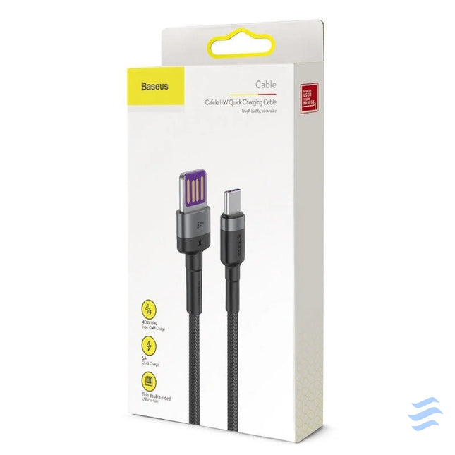Baseus Cafule USB C Cable Huawei SuperCharge QC 3.0 5A 1m (Black + Gray) USB to USB C