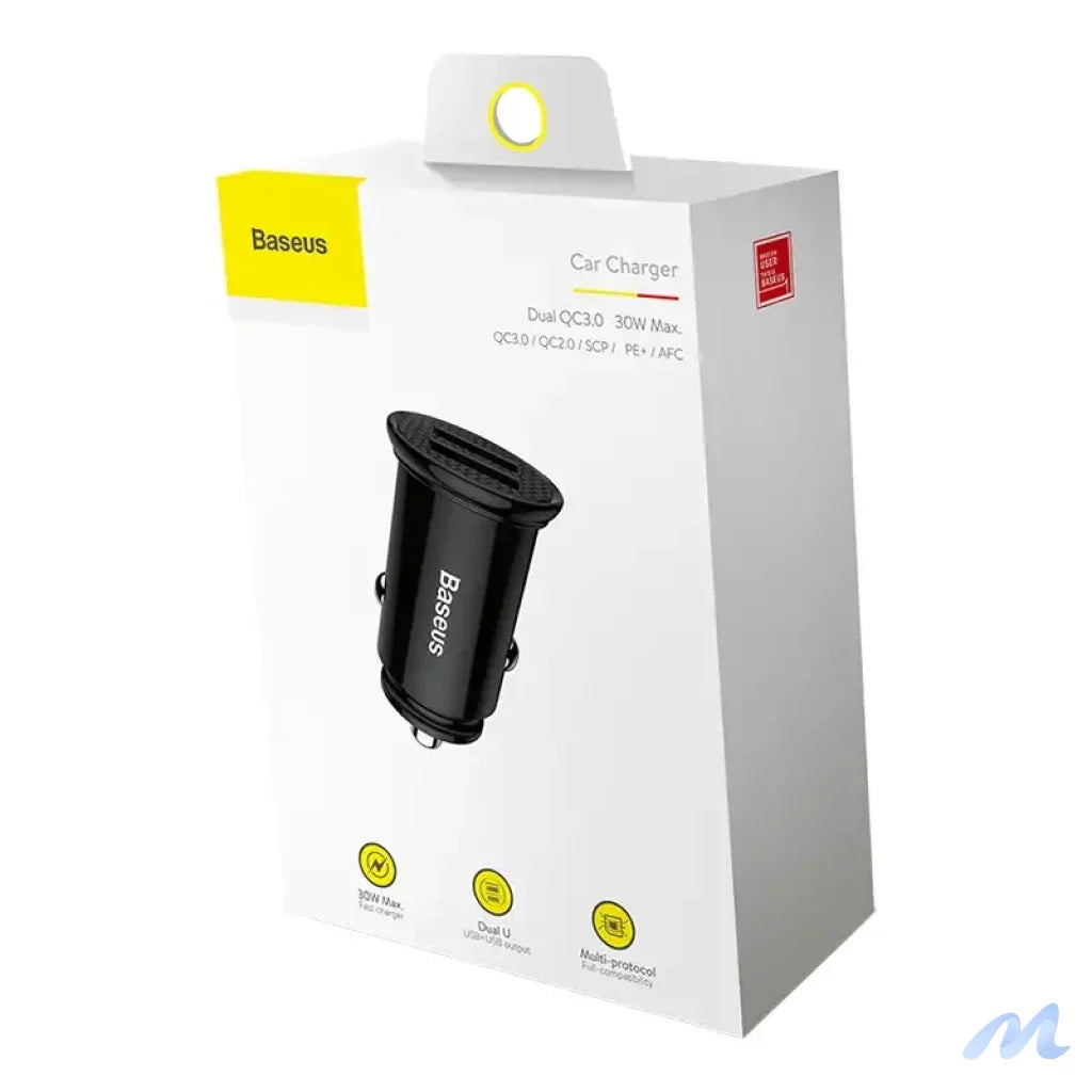 Baseus Circular 2xUSB QC3.0 5A 30W car charger (black)
