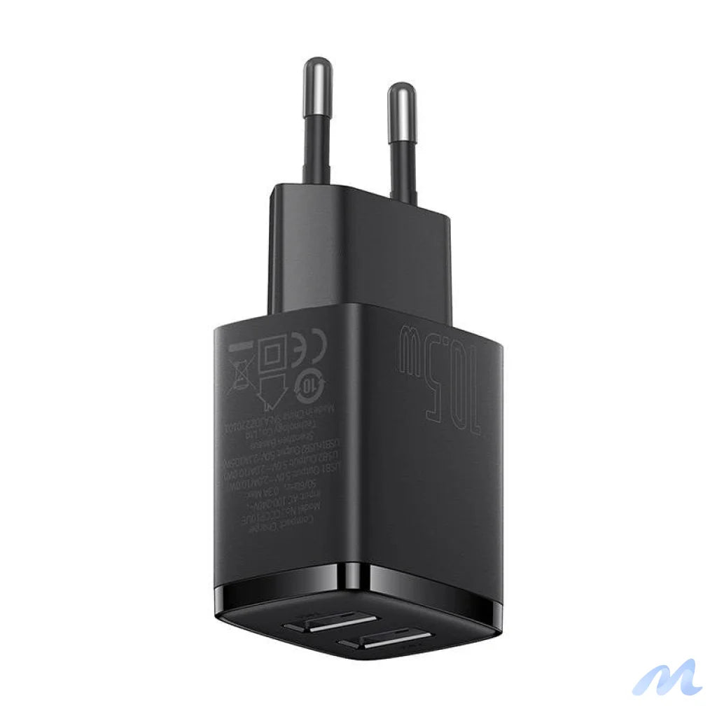 Baseus Compact Quick Charger, 2x USB, 10.5W (black)