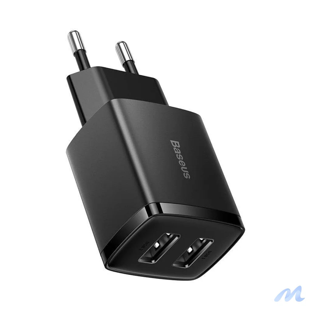 Baseus Compact Quick Charger, 2x USB, 10.5W (black)