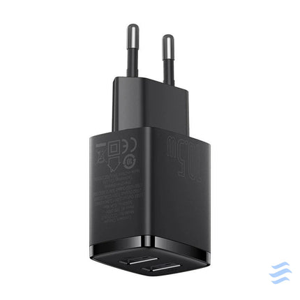 Baseus Compact Quick Charger 2x USB 10.5W (black) mains chargers