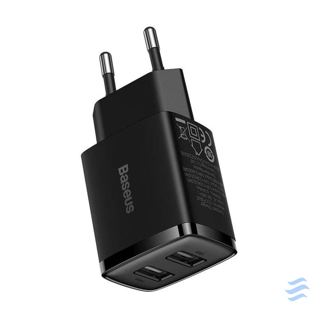 Baseus Compact Quick Charger 2x USB 10.5W (black) mains chargers