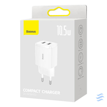 Baseus Compact Quick Charger 2x USB 10.5W (white) mains chargers