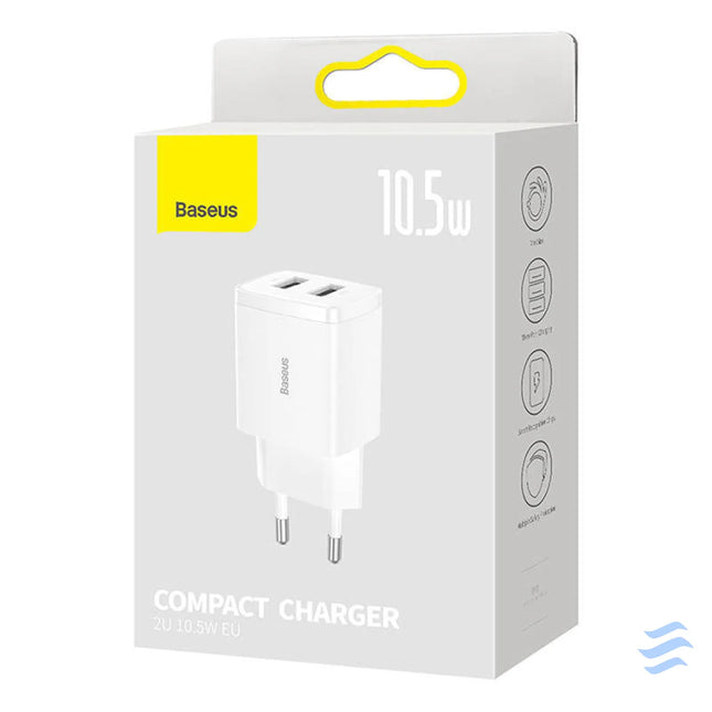 Baseus Compact Quick Charger 2x USB 10.5W (white) mains chargers