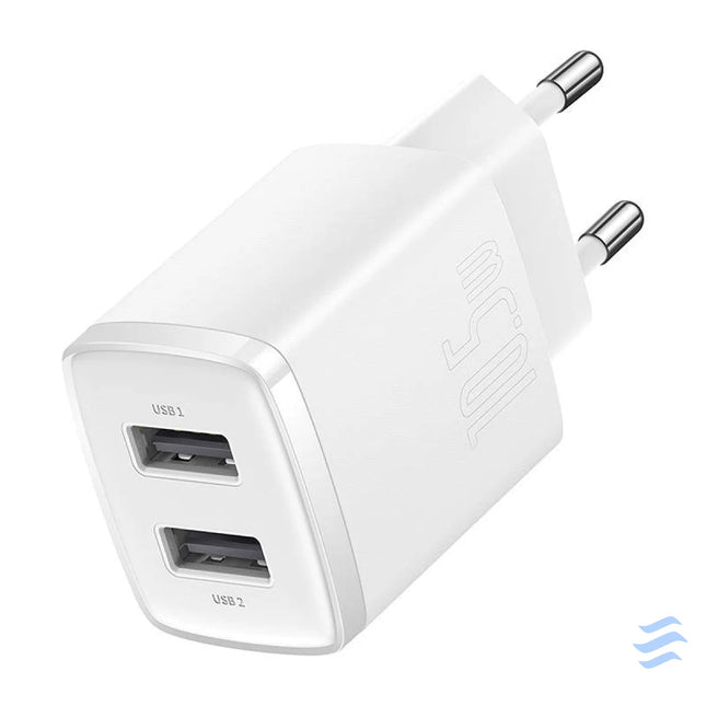 Baseus Compact Quick Charger 2x USB 10.5W (white) mains chargers