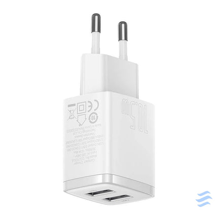 Baseus Compact Quick Charger 2x USB 10.5W (white) mains chargers