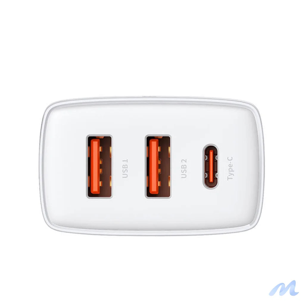 Baseus Compact Quick Charger, 2xUSB, USB-C, PD, 3A, 30W (white)