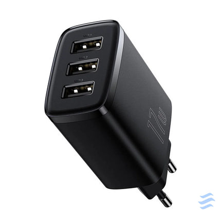 Baseus Compact Quick Charger 3x USB 17W (Black) mains chargers