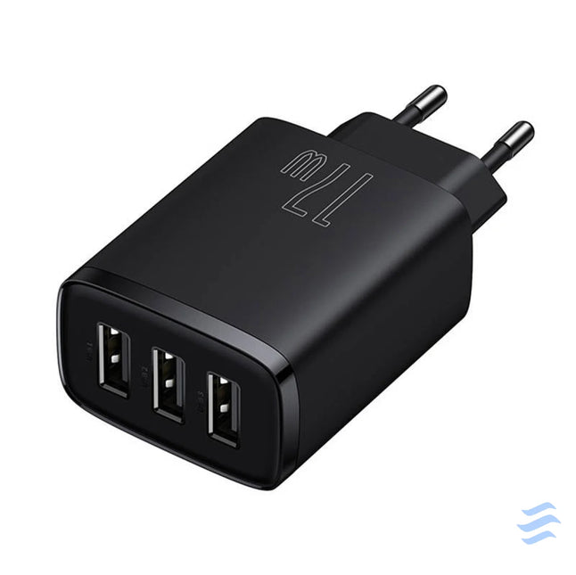 Baseus Compact Quick Charger 3x USB 17W (Black) mains chargers