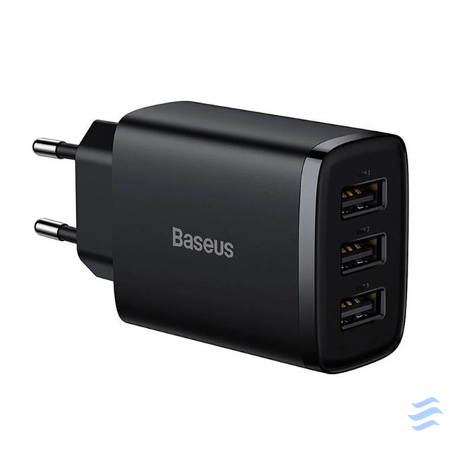 Baseus Compact Quick Charger 3x USB 17W (Black) mains chargers