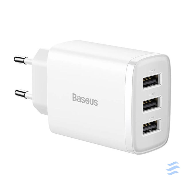 Baseus Compact Quick Charger 3x USB 17W (White) mains chargers