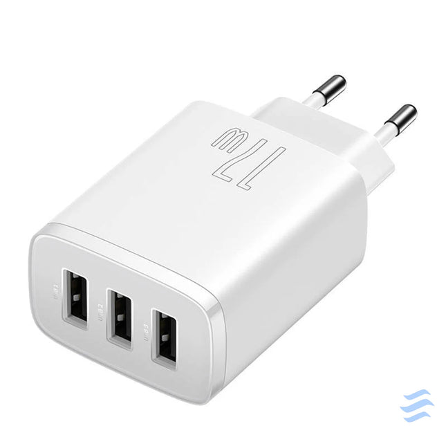 Baseus Compact Quick Charger 3x USB 17W (White) mains chargers
