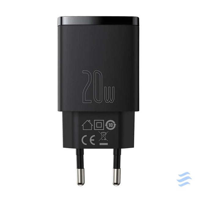 Baseus Compact Quick Charger USB USB C 20W (black) mains chargers