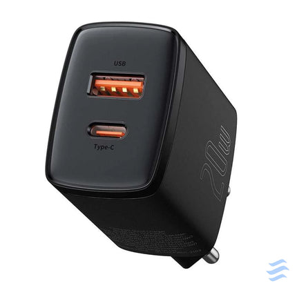 Baseus Compact Quick Charger USB USB C 20W (black) mains chargers