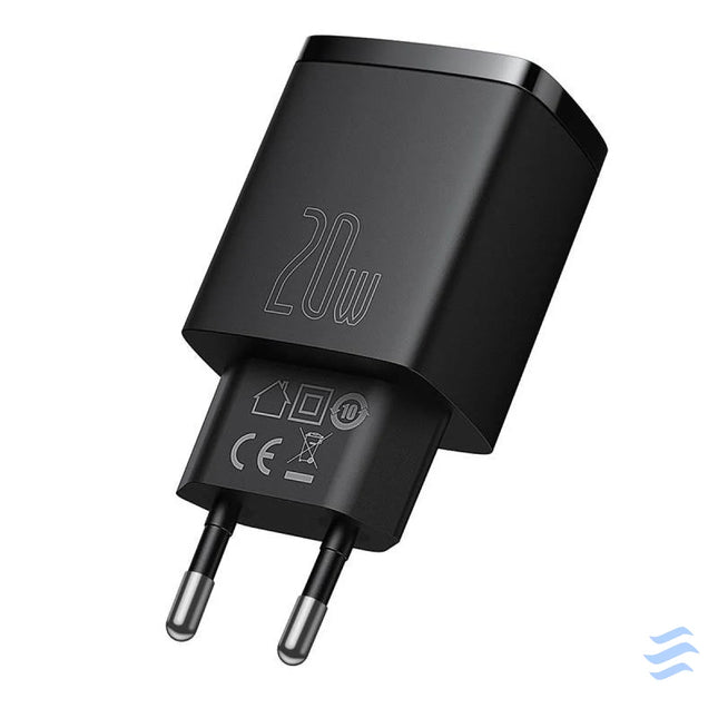 Baseus Compact Quick Charger USB USB C 20W (black) mains chargers