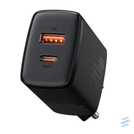 Baseus Compact Quick Charger USB USB C 20W (black) mains chargers