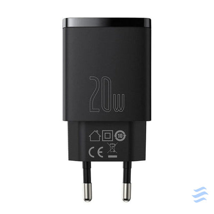 Baseus Compact Quick Charger USB USB C 20W (black) mains chargers