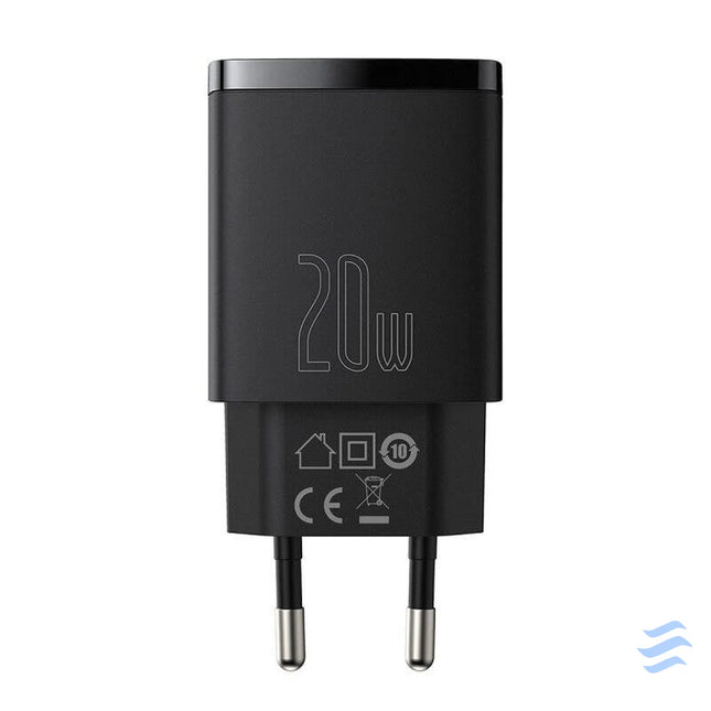 Baseus Compact Quick Charger USB USB C 20W (black) mains chargers