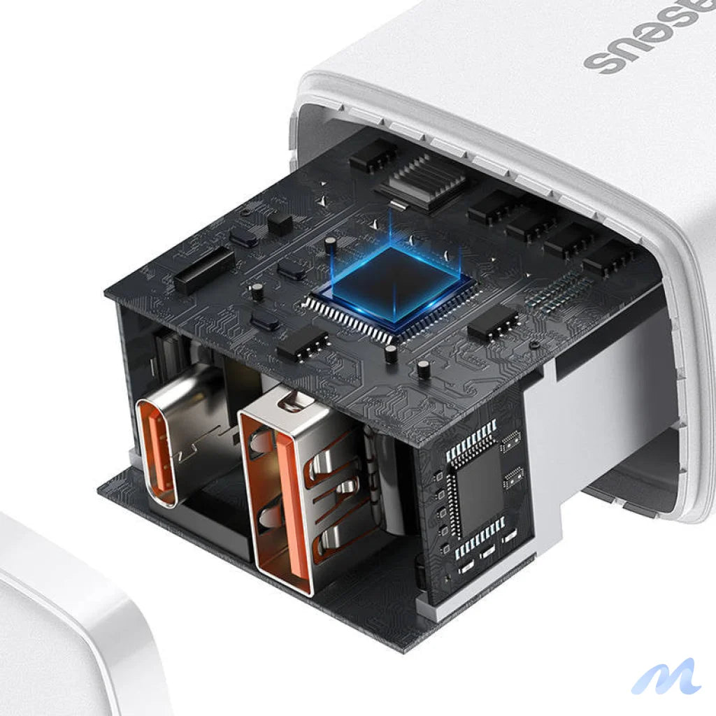 Baseus Compact Quick Charger, USB, USB-C, 20W (white)