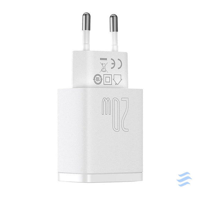 Baseus Compact Quick Charger USB USB C 20W (white) mains chargers