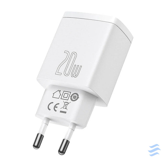 Baseus Compact Quick Charger USB USB C 20W (white) mains chargers