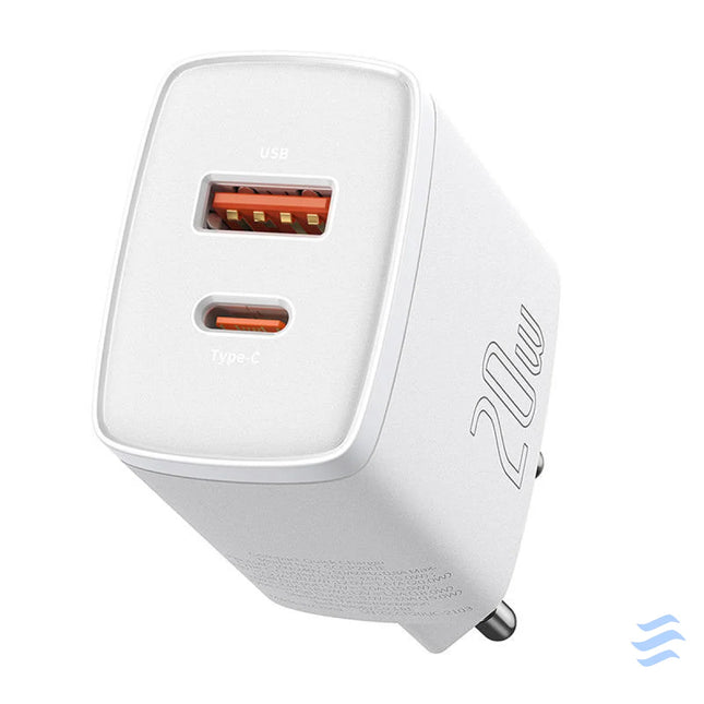 Baseus Compact Quick Charger USB USB C 20W (white) mains chargers