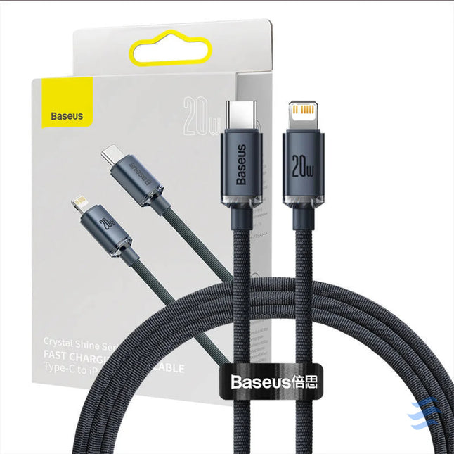 Baseus Crystal cable USB C to Lightning 20W PD 1.2m (black) USB C to Lightning