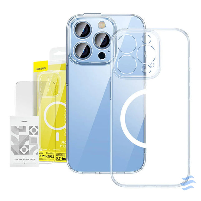 Baseus Crystal Transparent Magnetic Case and Tempered Glass set for iPhone 14 Pro Max For smartphones