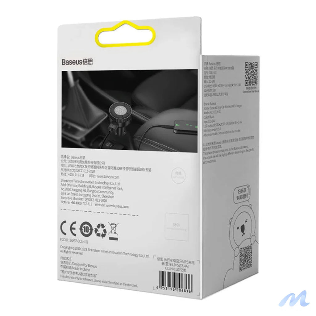 Baseus Enjoy Car Wireless MP3 Charger, Bluetooth 5.0, microSD, AUX (black)
