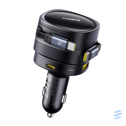 Baseus Enjoyment Max car charger with USB C + USB C cables and USB A + USB C ports 90W Black Car chargers