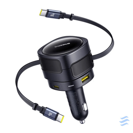 Baseus Enjoyment Max car charger with USB C + USB C cables and USB A + USB C ports 90W Black Car chargers