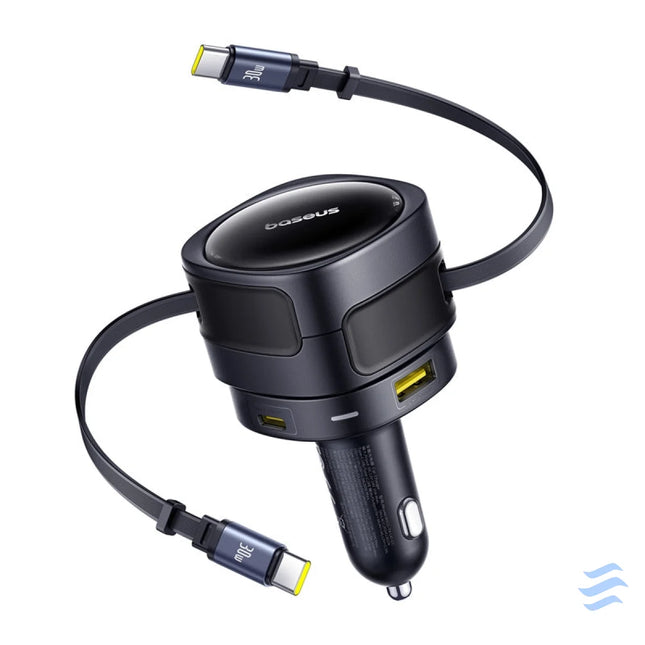 Baseus Enjoyment Max car charger with USB C + USB C cables and USB A + USB C ports 90W Black Car chargers
