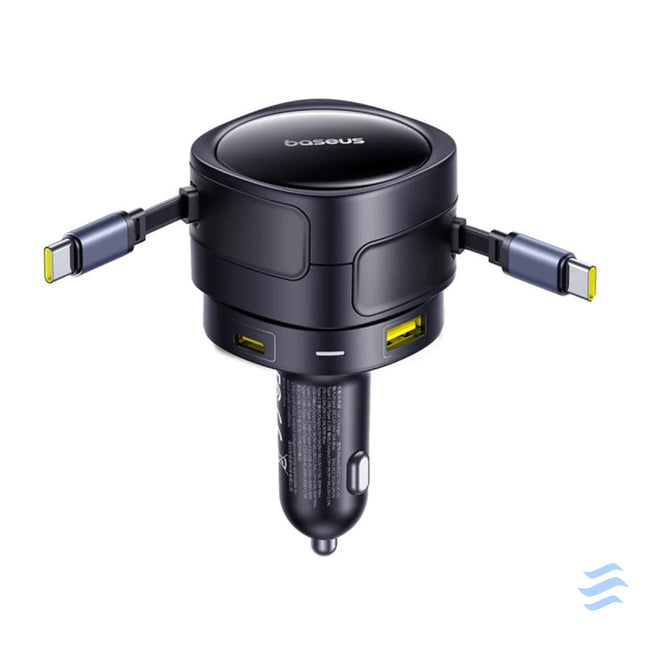 Baseus Enjoyment Max car charger with USB C + USB C cables and USB A + USB C ports 90W Black Car chargers