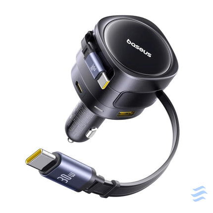 Baseus Enjoyment Max car charger with USB C + USB C cables and USB A + USB C ports 90W Black Car chargers