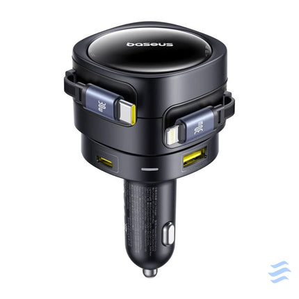 Baseus Enjoyment Max car charger with USB C + Lightning cables and USB A + USB C ports 90W Black Car chargers