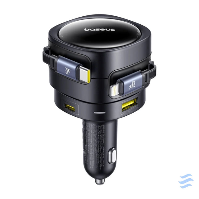Baseus Enjoyment Max car charger with USB C + Lightning cables and USB A + USB C ports 90W Black Car chargers
