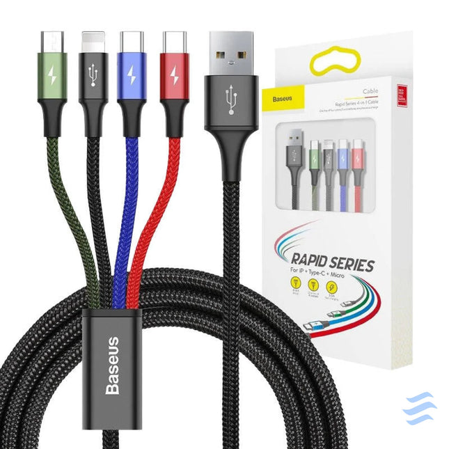 Baseus Fast USB Cable 4in1 2xUSB C / Lightning / Micro 3,5A 1,2m Black Combo Cables