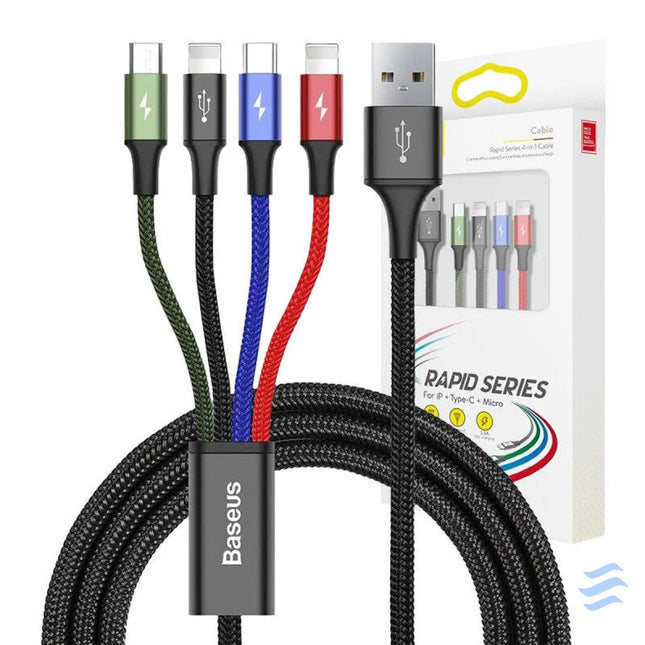 Baseus Fast USB cable 4in1 USB C / 2x Lightning / Micro 3,5A 1,2m black Combo Cables
