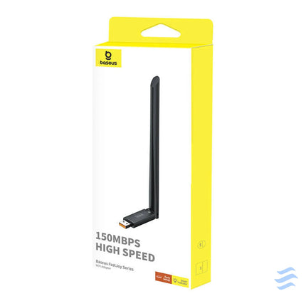 Baseus FastJoy adapter Wi Fi with antenna 150Mbps (black) Adapters connectors and converters
