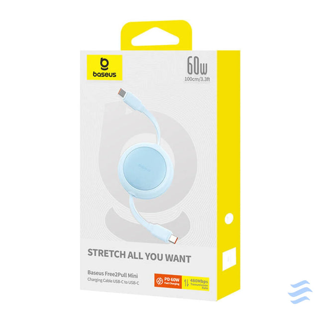 Baseus Free2Pull Mini USB C to USB C 60W USB cable 1m (blue) USB C to USB C
