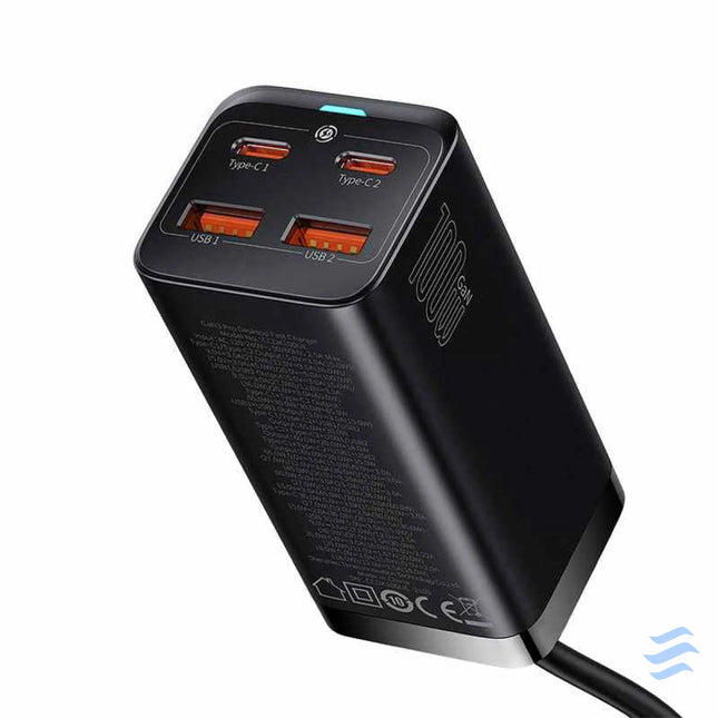 Baseus GaN3 Pro wall charger 2xUSB C + 2xUSB 100W (black) mains chargers