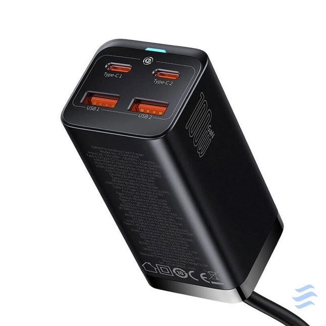 Baseus GaN3 Pro wall charger 2xUSB C + 2xUSB 100W (black) mains chargers