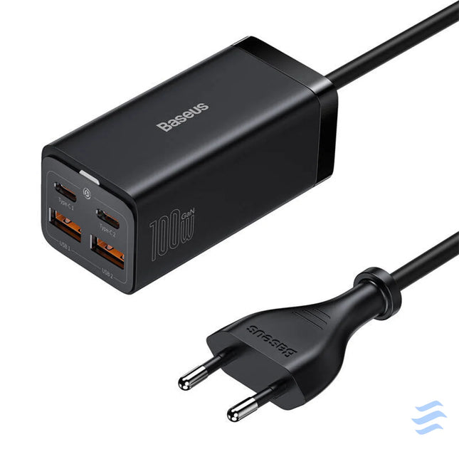 Baseus GaN3 Pro wall charger 2xUSB C + 2xUSB 100W (black) mains chargers