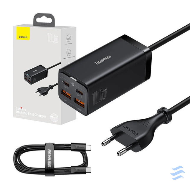 Baseus GaN3 Pro wall charger 2xUSB C + 2xUSB 100W (black) mains chargers